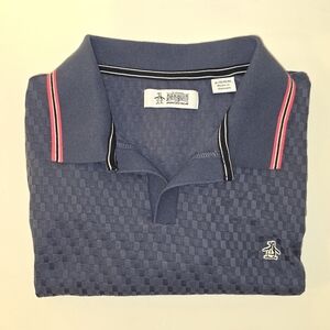 Original Penguin Navy Polo with Pink Accents